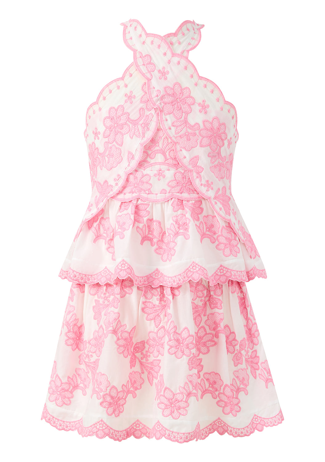 Josie Embroidered Halter Neck Mini Dress – Sadie's